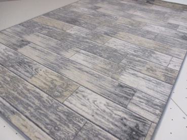 Wohnraum Designer Teppich Holz Silber Grau in verschiedenen Abmessungen